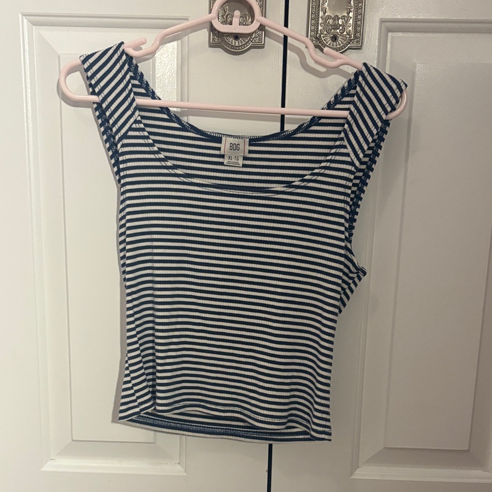 BDG Blue and White Striped Tank Top